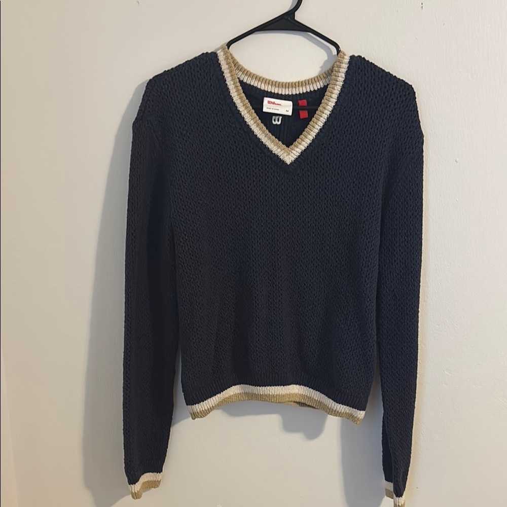 Wilson Navy Tennis Sweater Beige Trim